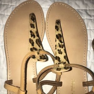 T Strap Leopard Sandals-worn once.